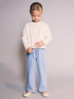 Mango Kids' Sally Plain Knit Cardigan, Light Beige, Light Beige