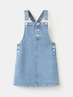 Mango Kids' Mia Denim Pinafore Dress, Blue - view 2, Blue