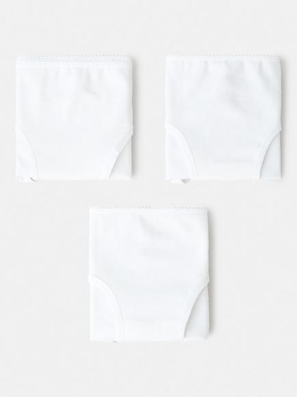 Mango Kids' Basic Plain Briefs, Pack of 3, White, White