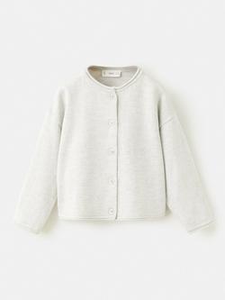 Mango Kids' Sally Plain Knit Cardigan, Light Grey, Light Grey