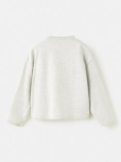 Mango Kids' Sally Plain Knit Cardigan, Light Grey - view 2, Light Grey