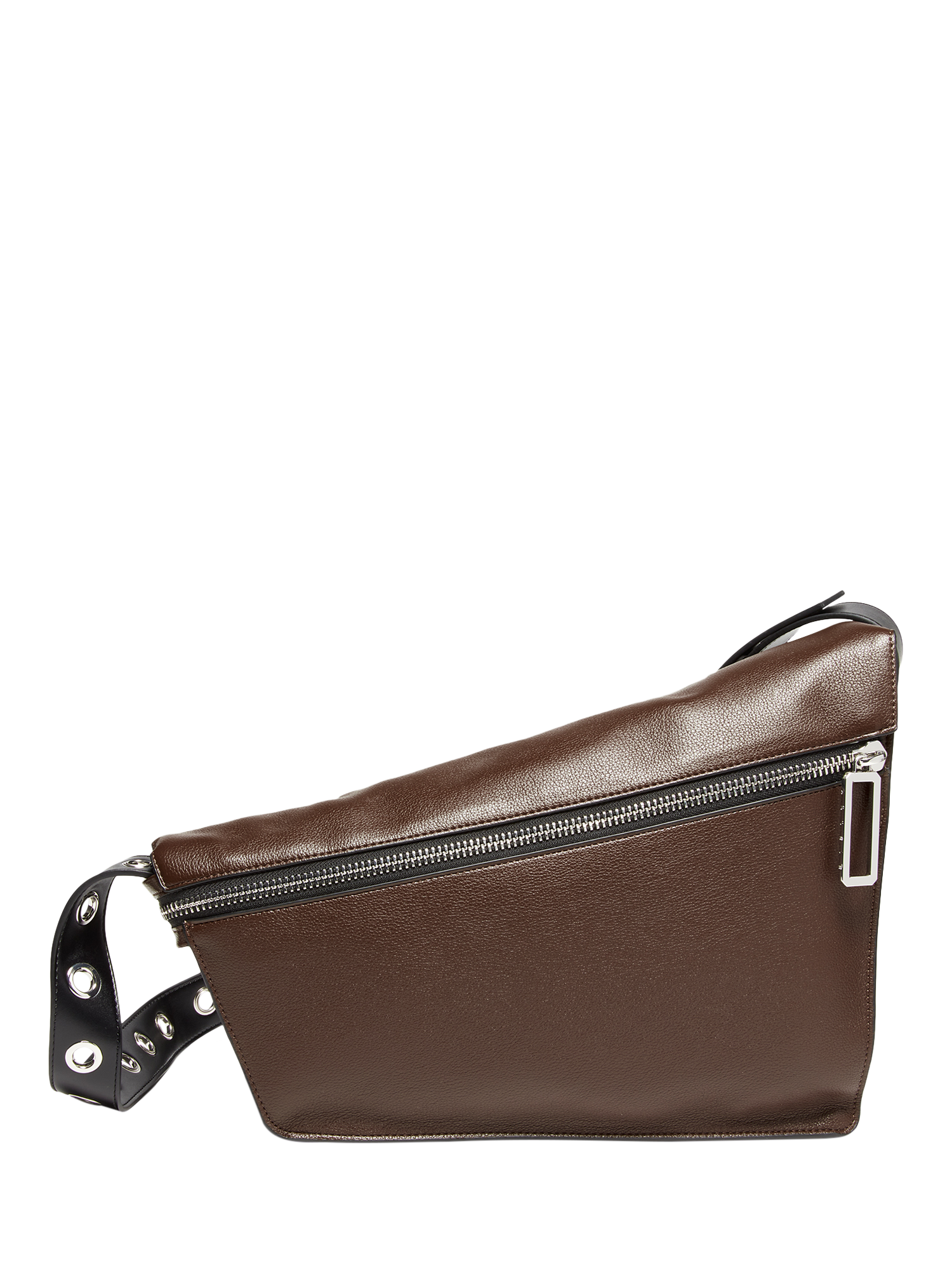 Product image 1 of 3, which shows SISLEY Asymmetric Faux Leather Shoulder Bag, Brown, One Size