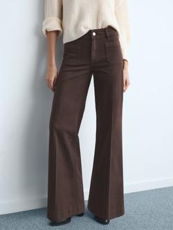 Mango Jessie Wide Leg Jeans, Dark Brown, Dark Brown
