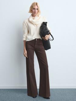 Mango Jessie Wide Leg Jeans, Dark Brown - view 2, Dark Brown