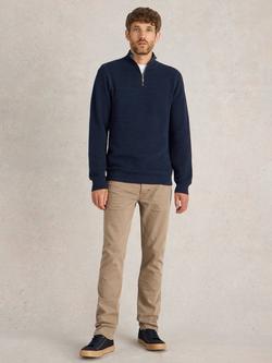 White Stuff Attadale Cotton Quarter-Zip Jumper, Blue Midnight