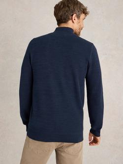 White Stuff Attadale Cotton Quarter-Zip Jumper - view 2, Blue Midnight