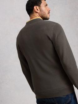 White Stuff Attadale Cotton Henley Jumper - view 2, Nearly Black