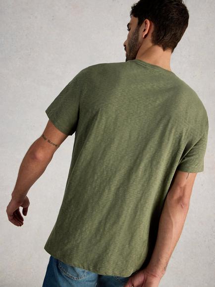 White Stuff Abersoch Cotton Regular Fit Cogs Graphic T-Shirt, Mid Green - view 2, Mid Green
