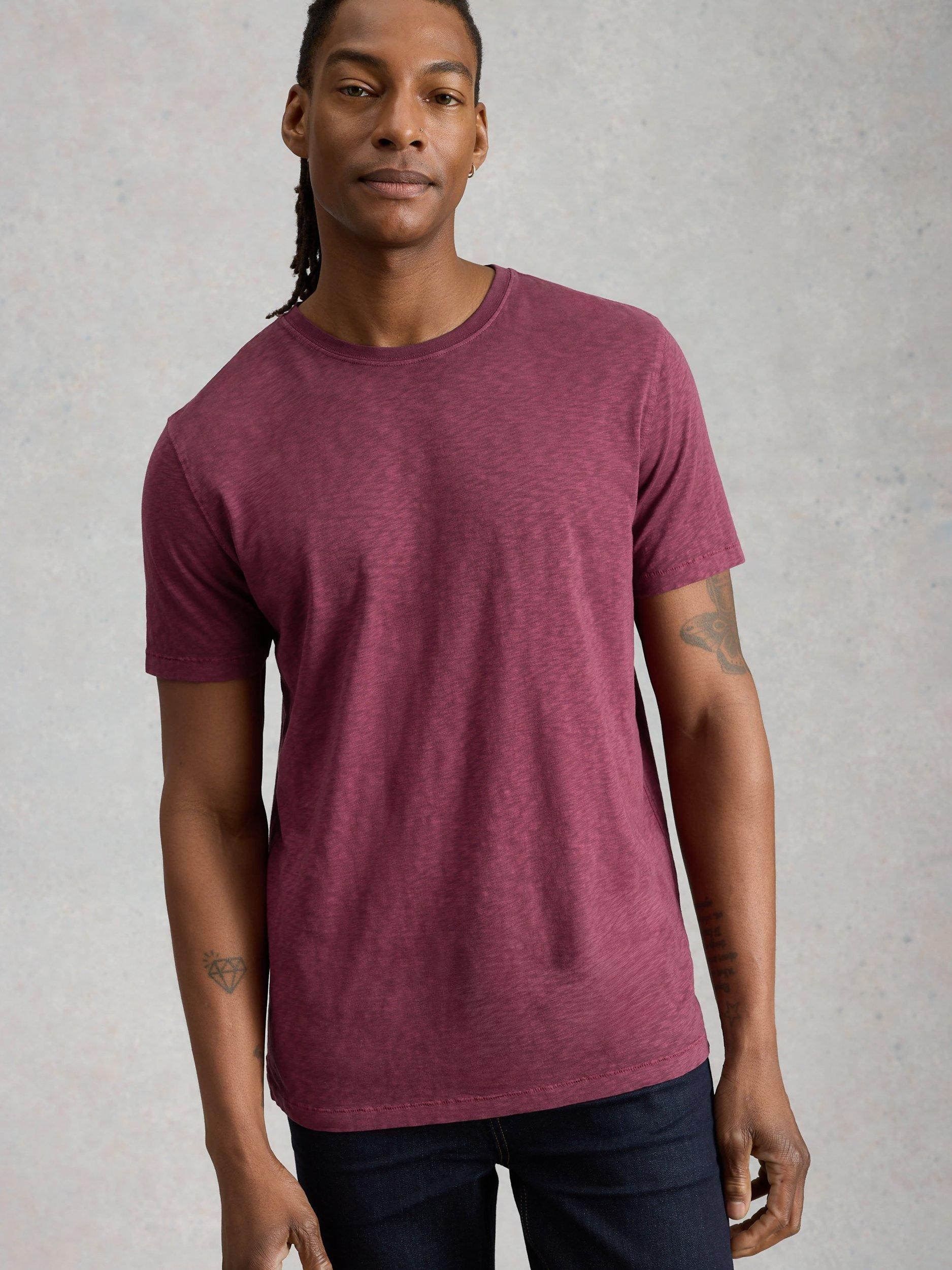 Product image 1 of 6, which shows White Stuff Abersoch Cotton T-Shirt, Plum, S Reg