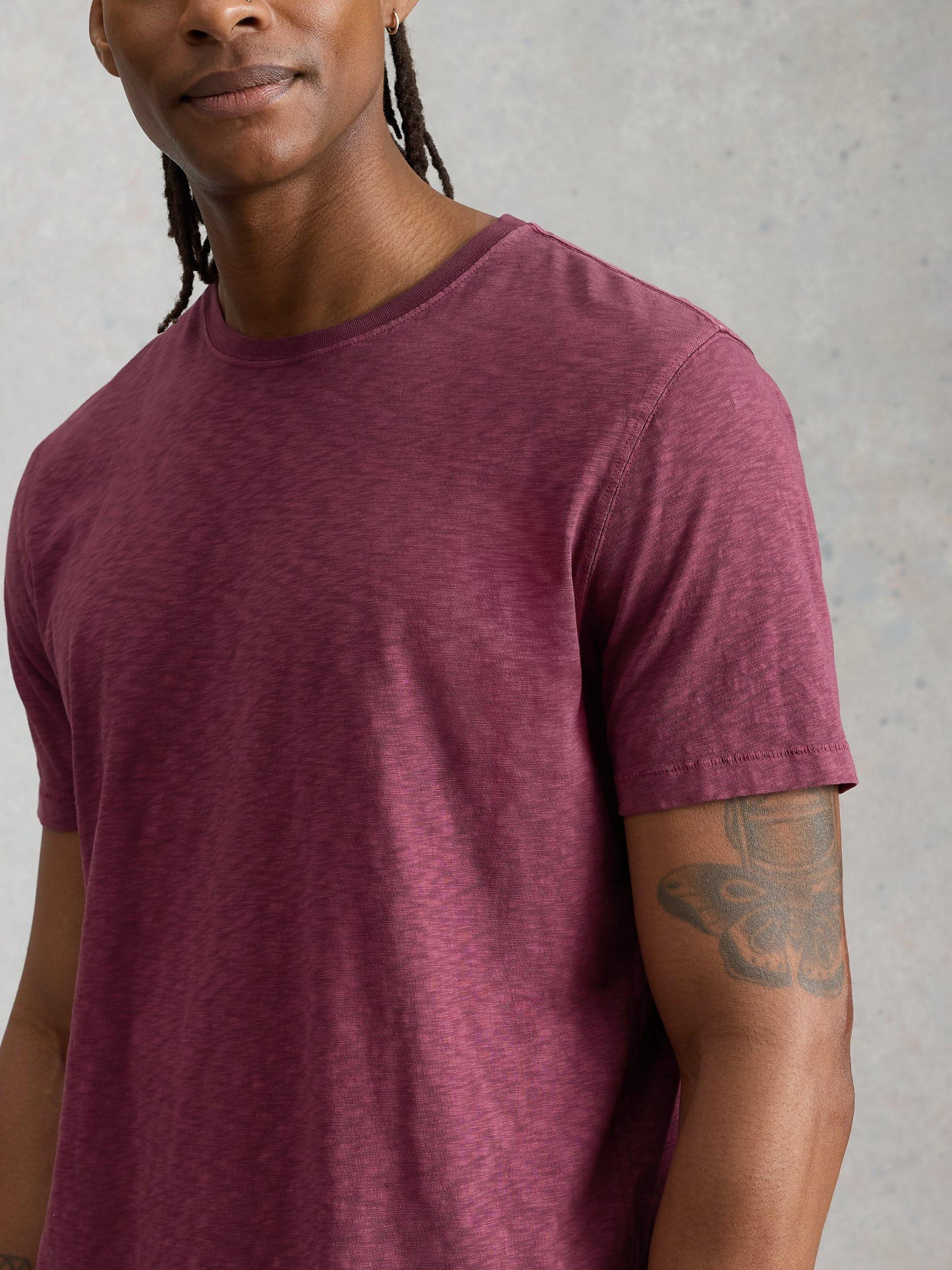 Product image 3 of 6, which shows White Stuff Abersoch Cotton T-Shirt, Plum, S Reg