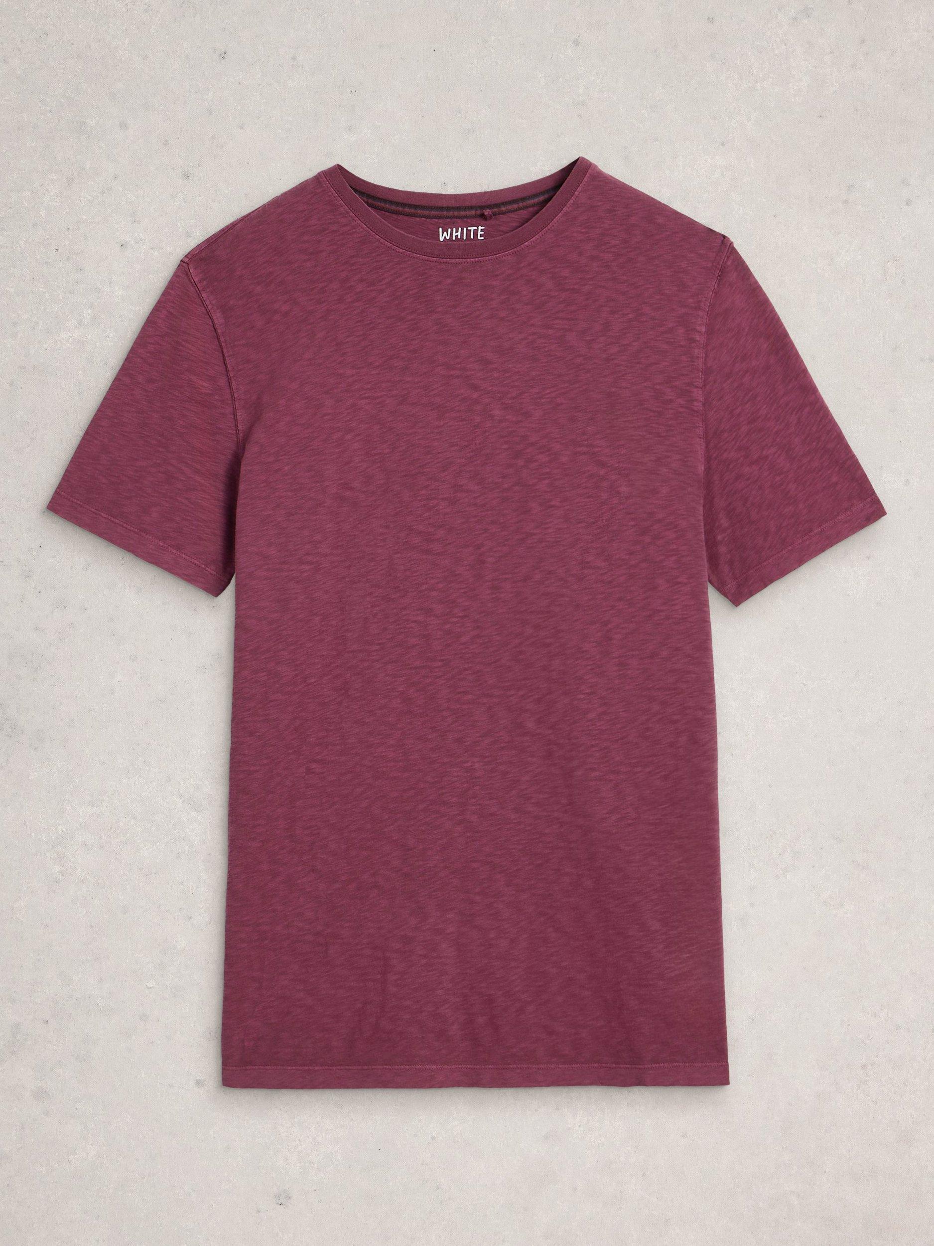 Product image 5 of 6, which shows White Stuff Abersoch Cotton T-Shirt, Plum, S Reg