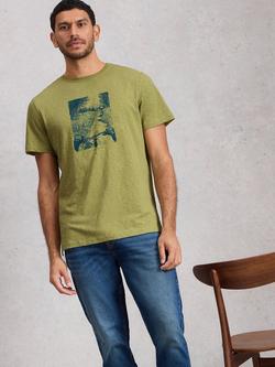 White Stuff Abersoch Cotton Regular Fit Short Sleeve Graphic T-Shirt, Green, Green