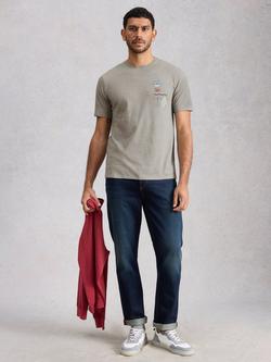 White Stuff Horsham Cotton Blend Regular Fit Short Sleeve Graphic T-Shirt, Grey, Grey