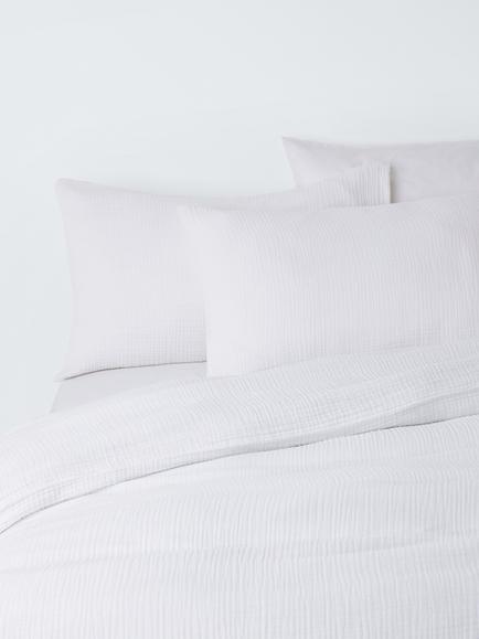 John Lewis 250 Thread Cotton Muslin Duvet Cover Set, White