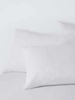 John Lewis 250 Thread Cotton Muslin Duvet Cover Set - view 2, White