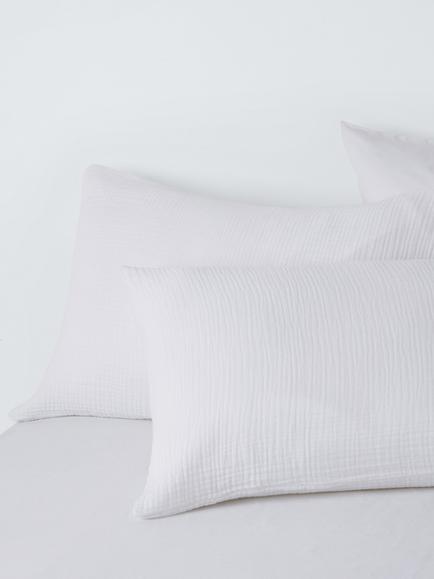 John Lewis 250 Thread Cotton Muslin Duvet Cover Set - view 2, White