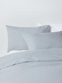 John Lewis Cotton Rich Skinny Stripe Duvet Cover Set, Blue