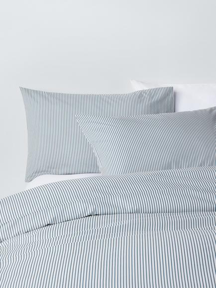 John Lewis Cotton Rich Skinny Stripe Duvet Cover Set, Blue