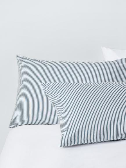 John Lewis Cotton Rich Skinny Stripe Duvet Cover Set - view 2, Blue