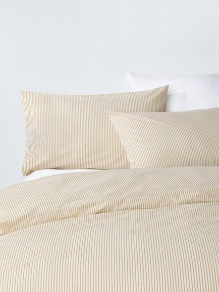 John Lewis Cotton Rich Skinny Stripe Duvet Cover Set, Butter