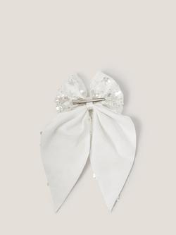 Monsoon Kids' Sparkle Sequin Bow Hair Clip, Ivory, Ivory