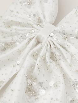 Monsoon Kids' Sparkle Sequin Bow Hair Clip, Ivory - view 2, Ivory