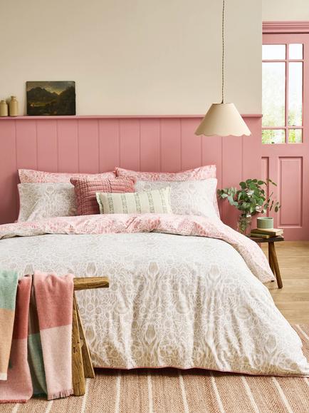 Laura Ashley Ashtead Damask 200 Thread Count Reversible Duvet Cover Set, Multi