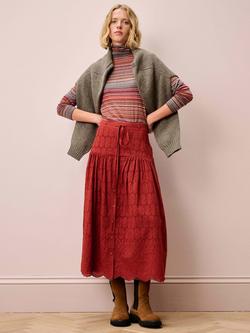 Brora Fine Stripe Jersey Polo Knit Jumper, Red/Multi - view 2, Red/Multi