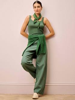 Brora Lace Trim Scoop Neck Camisole, Tarragon - view 2, Tarragon