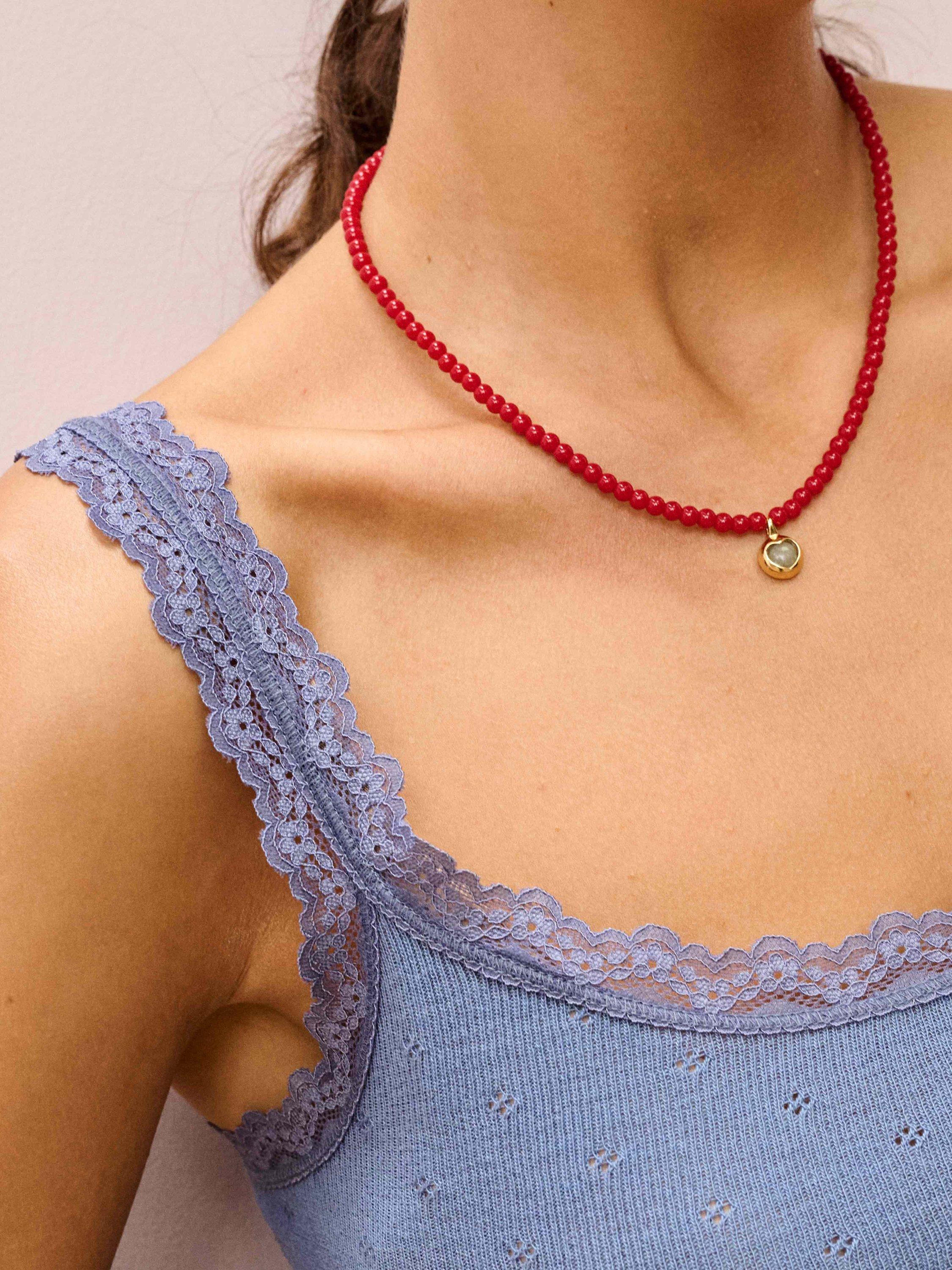 Product image 4 of 5, which shows Brora Lace Trim Scoop Neck Camisole, Blue, 8-10