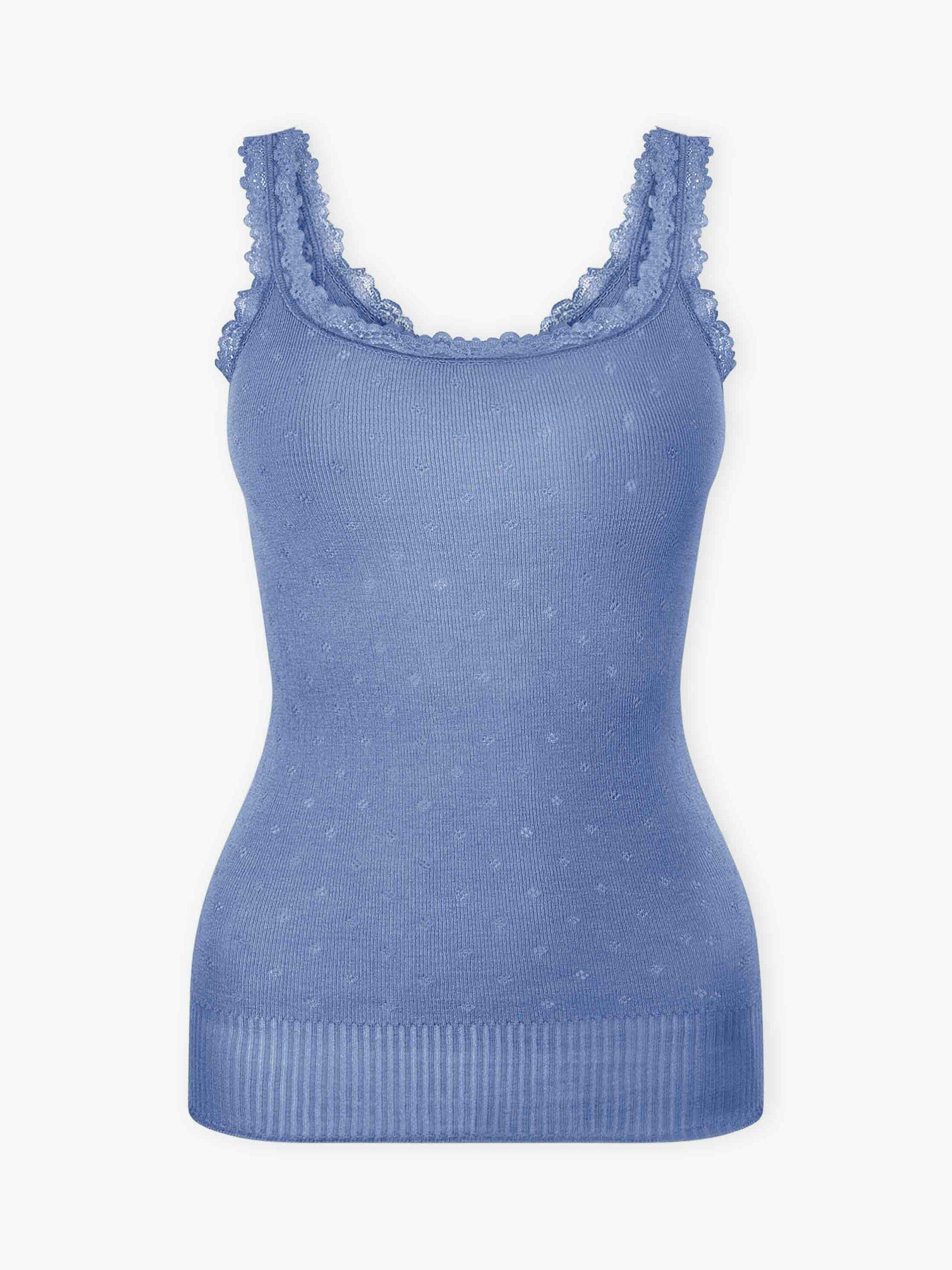 Product image 5 of 5, which shows Brora Lace Trim Scoop Neck Camisole, Blue, 8-10