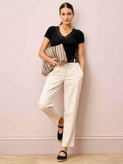 Brora Lace Trim Cap Sleeve Top, Black - view 2, Black