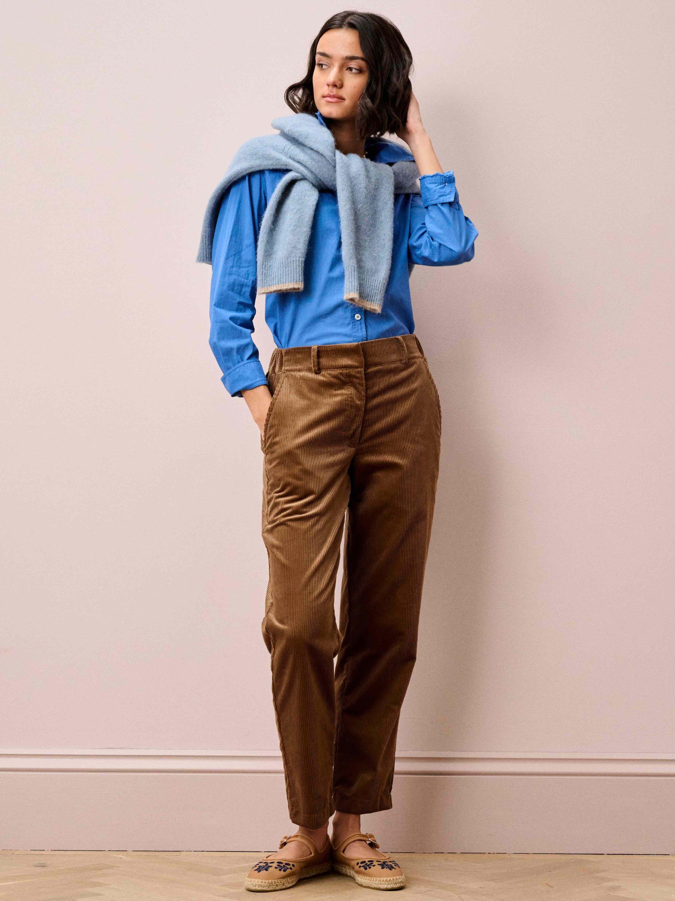 Product image 2 of 5, which shows Brora Cotton Corduroy Trousers, Otter, 6