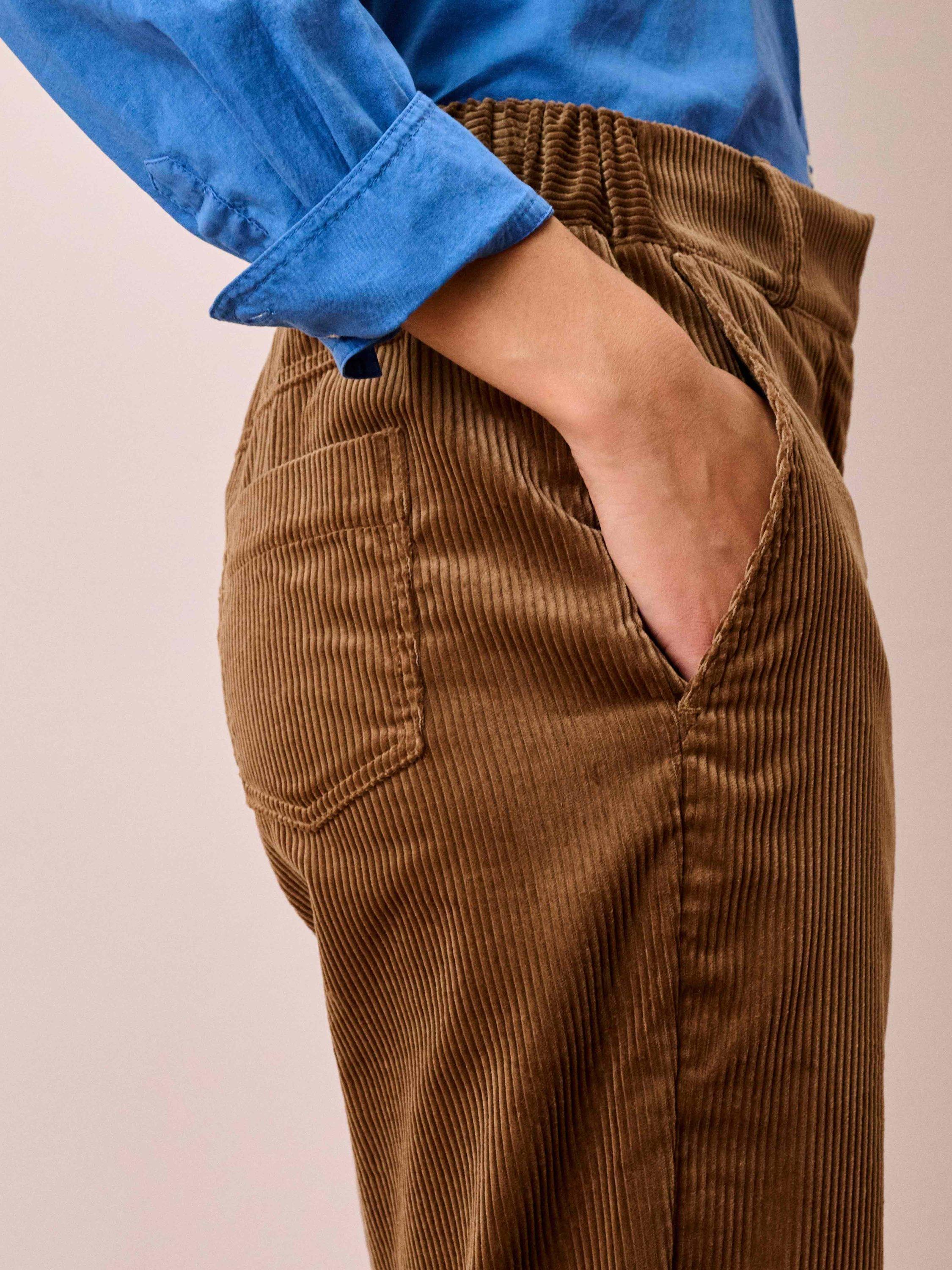 Product image 3 of 5, which shows Brora Cotton Corduroy Trousers, Otter, 6