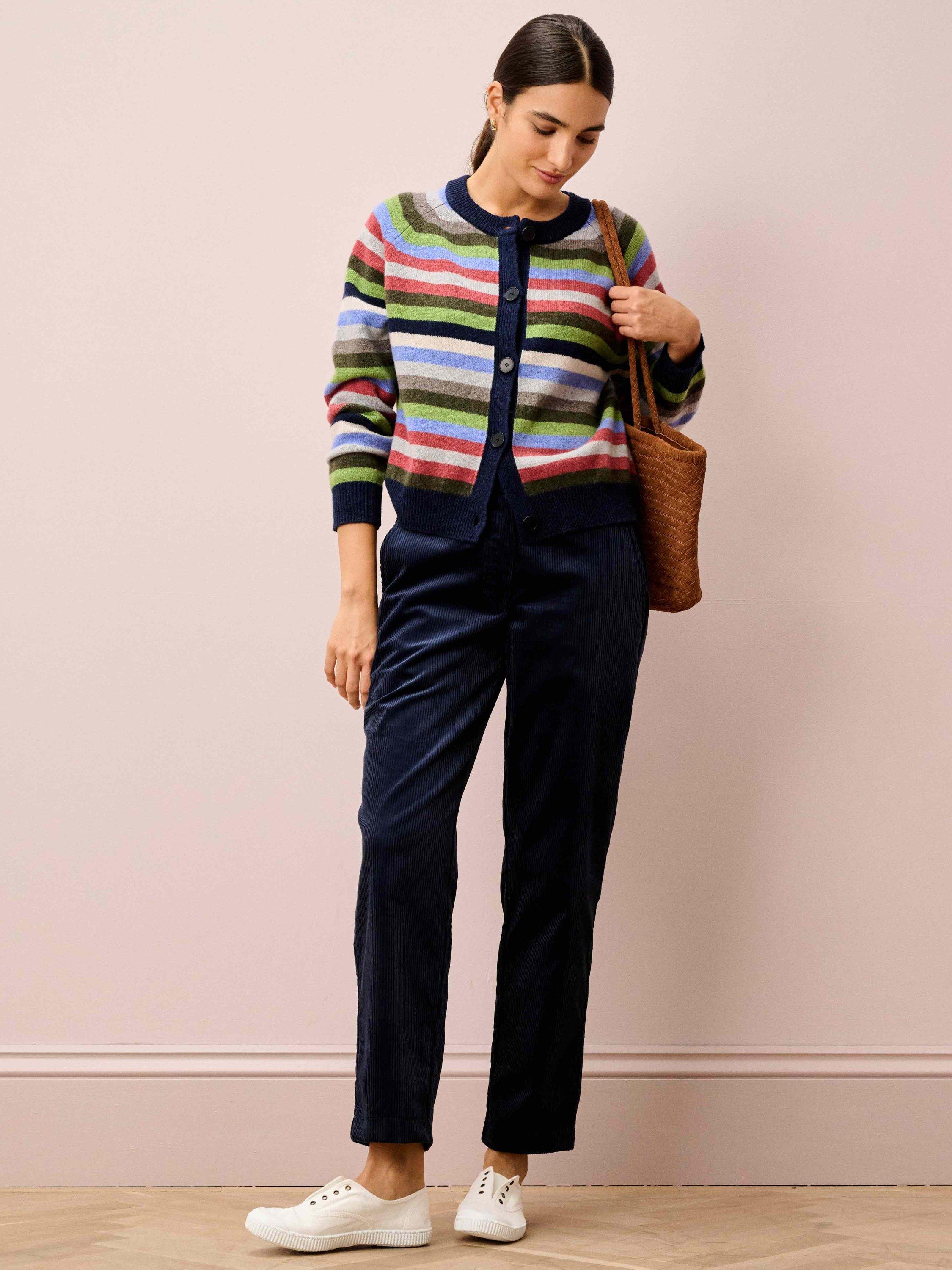 Product image 2 of 6, which shows Brora Cotton Corduroy Trousers, Ink, 6