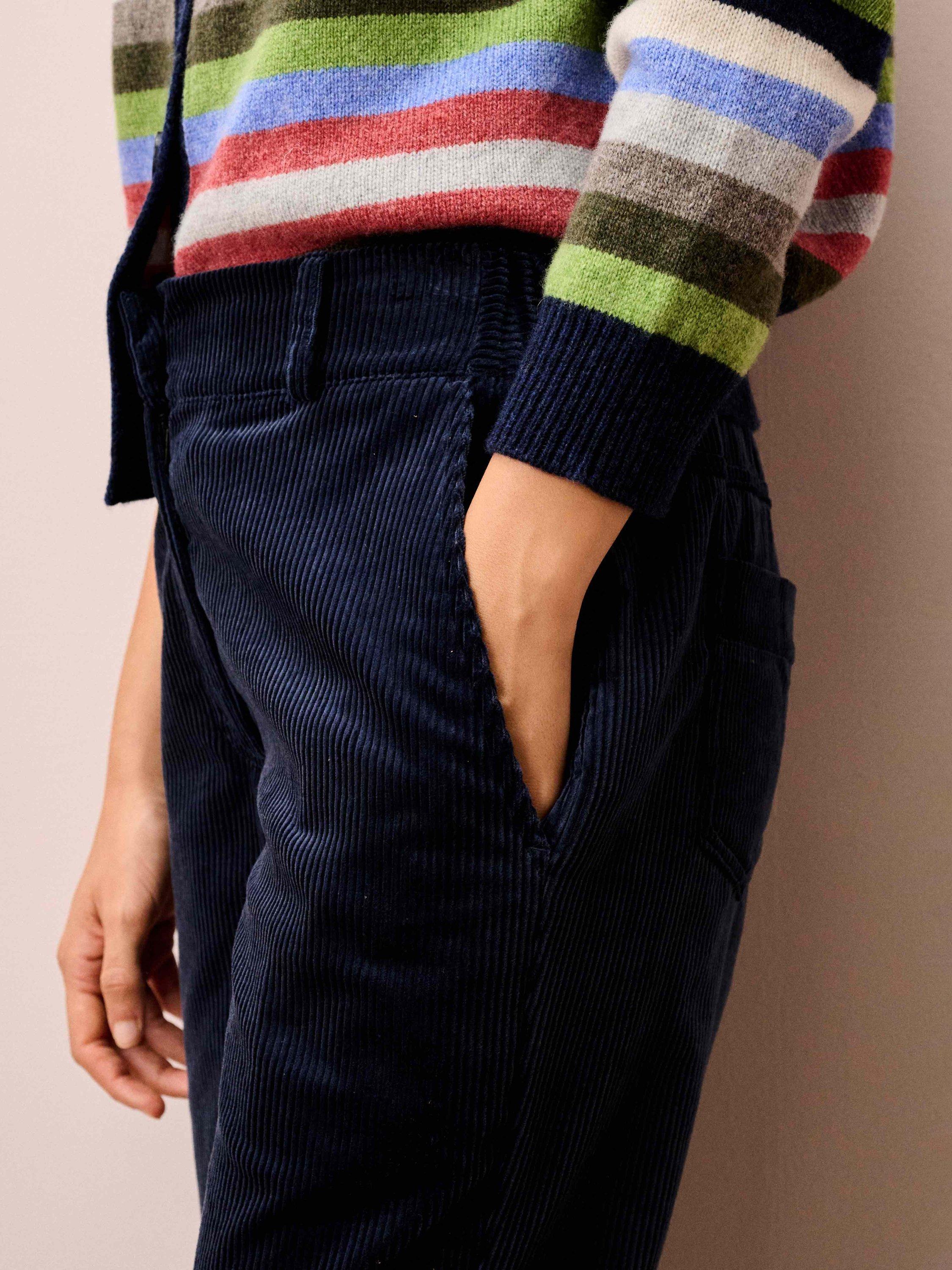 Product image 4 of 6, which shows Brora Cotton Corduroy Trousers, Ink, 6