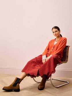 Brora Contrast Cuff Pure Cashmere Cardigan, Orange - view 2, Orange