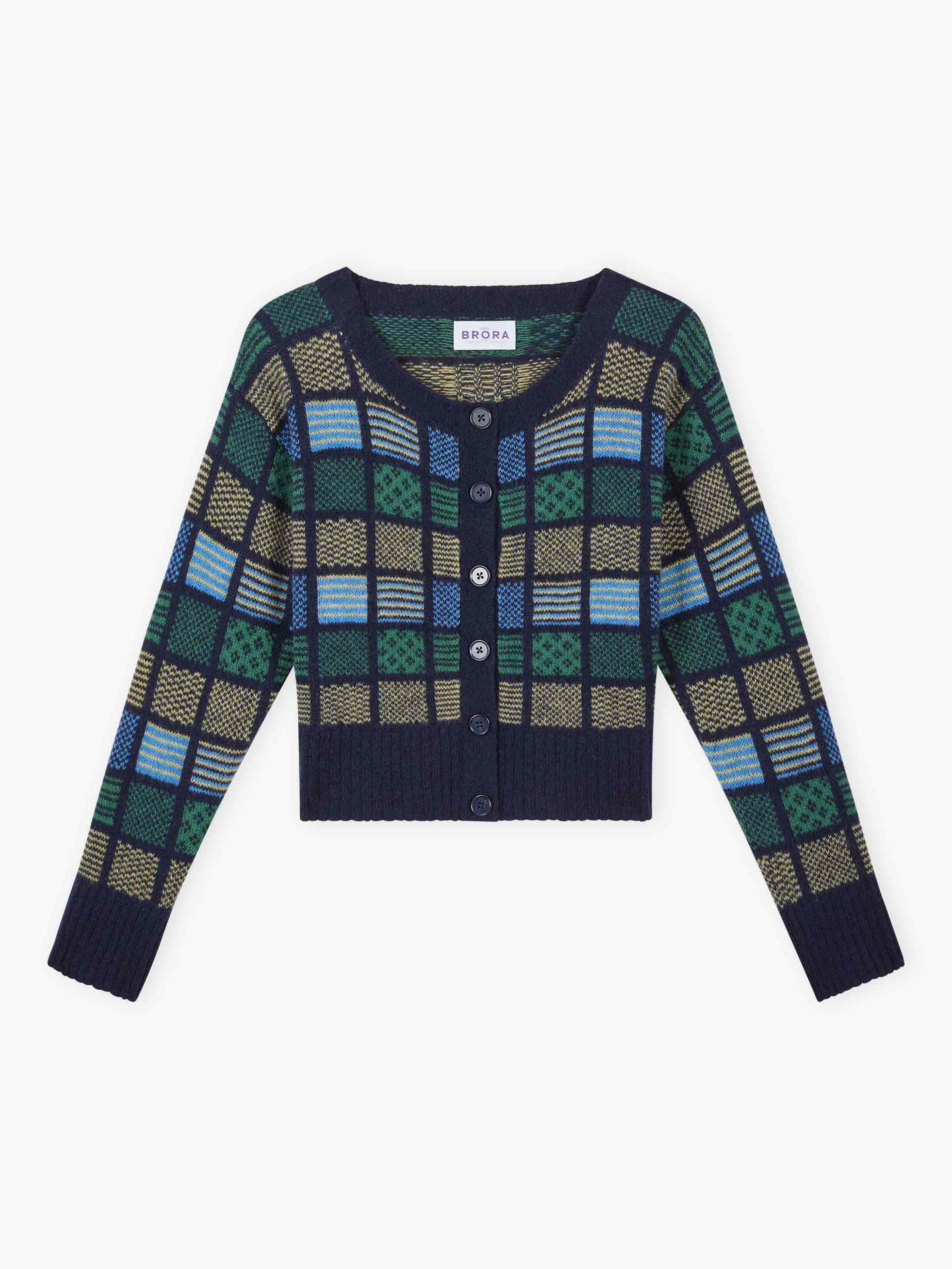 Product image 5 of 5, which shows Brora Folk Pure Wool Cardigan, Navy, 8-10