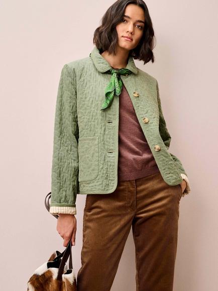 Brora Reversible Cotton Cord & Stripe Jacket, Sage, Sage