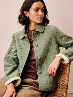 Brora Reversible Cotton Cord & Stripe Jacket, Sage - view 2, Sage