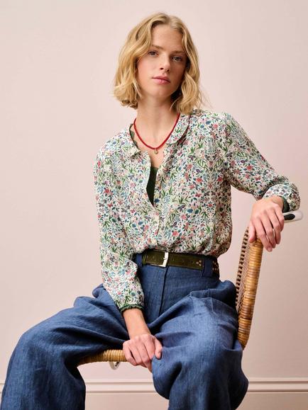 Brora Liberty Floral Pure Silk Shirt, Multi - view 2, Multi