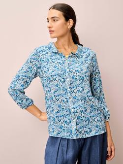 Brora Liberty Floral Pure Silk Shirt, Sky Bloom, Sky Bloom