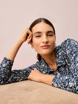 Brora Liberty Floral Jersey Shirt, Navy/Multi - view 2, Navy/Multi