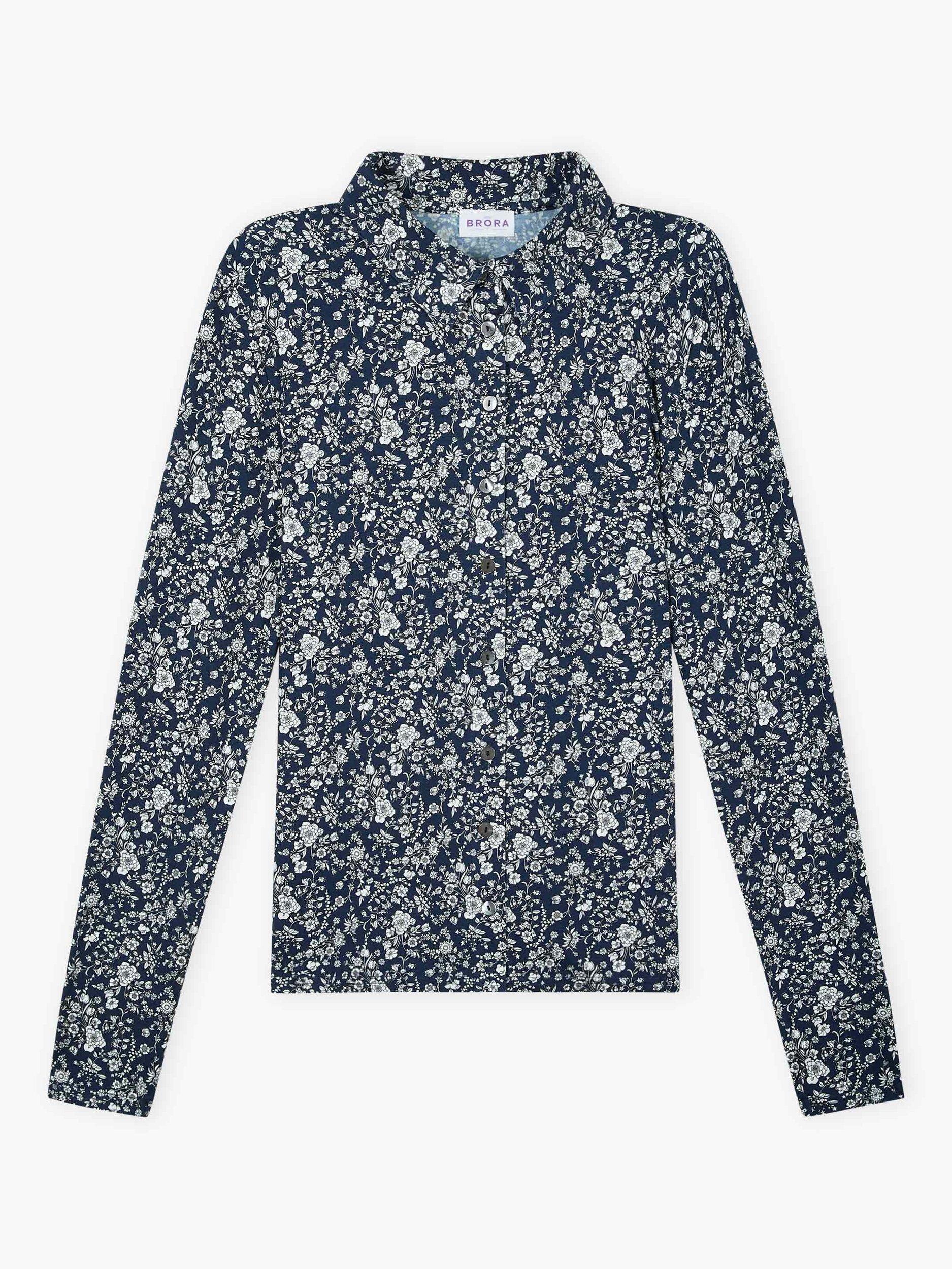 Product image 5 of 5, which shows Brora Liberty Floral Jersey Shirt, Navy/Multi, 6