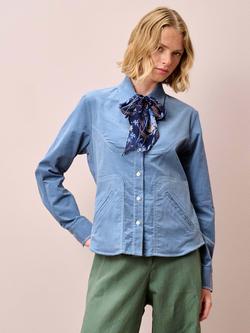 Brora Cotton Needlecord Shirt Jacket, Sky Blue