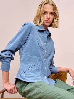 Brora Cotton Needlecord Shirt Jacket - view 2, Sky Blue