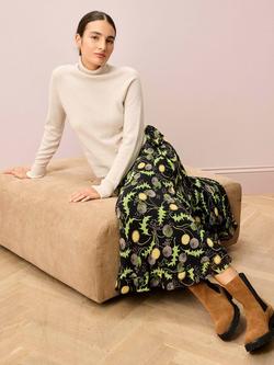 Brora Silk Frill Wrap Skirt, Black/Primrose - view 2, Black/Primrose