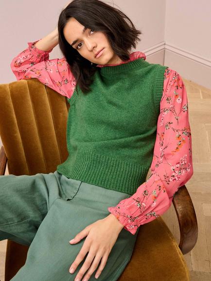 Brora Pure Cashmere Tank Top, Parsley - view 2, Parsley