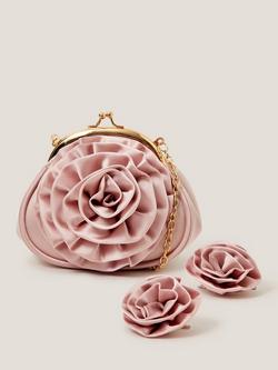 Monsoon Kids' Bag and Hair Clip Set, Dusky Pink, Dusky Pink