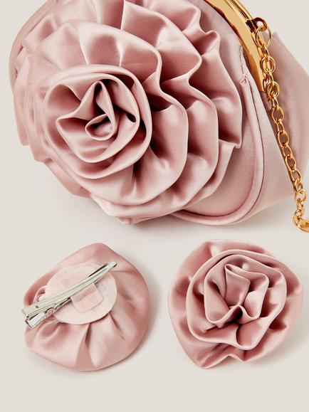 Monsoon Kids' Bag and Hair Clip Set, Dusky Pink - view 2, Dusky Pink